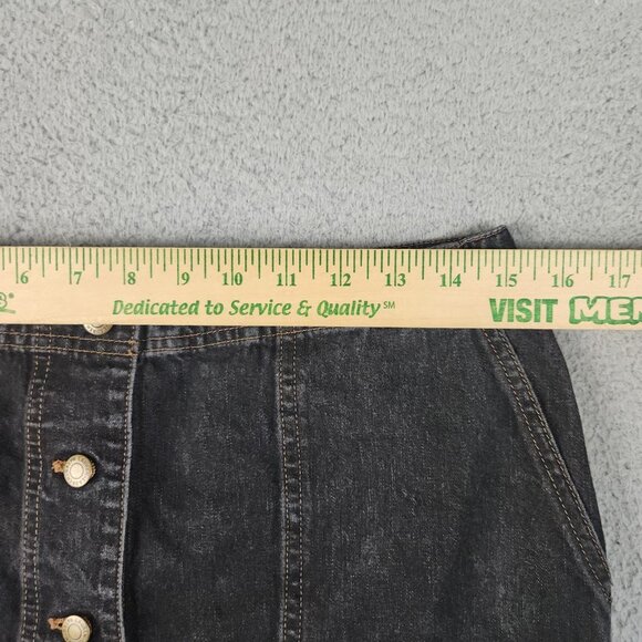 Ralph Lauren Classic Denim Mini Midi Skirt Womens 10 Black Button Front Cotton - Picture 3 of 8